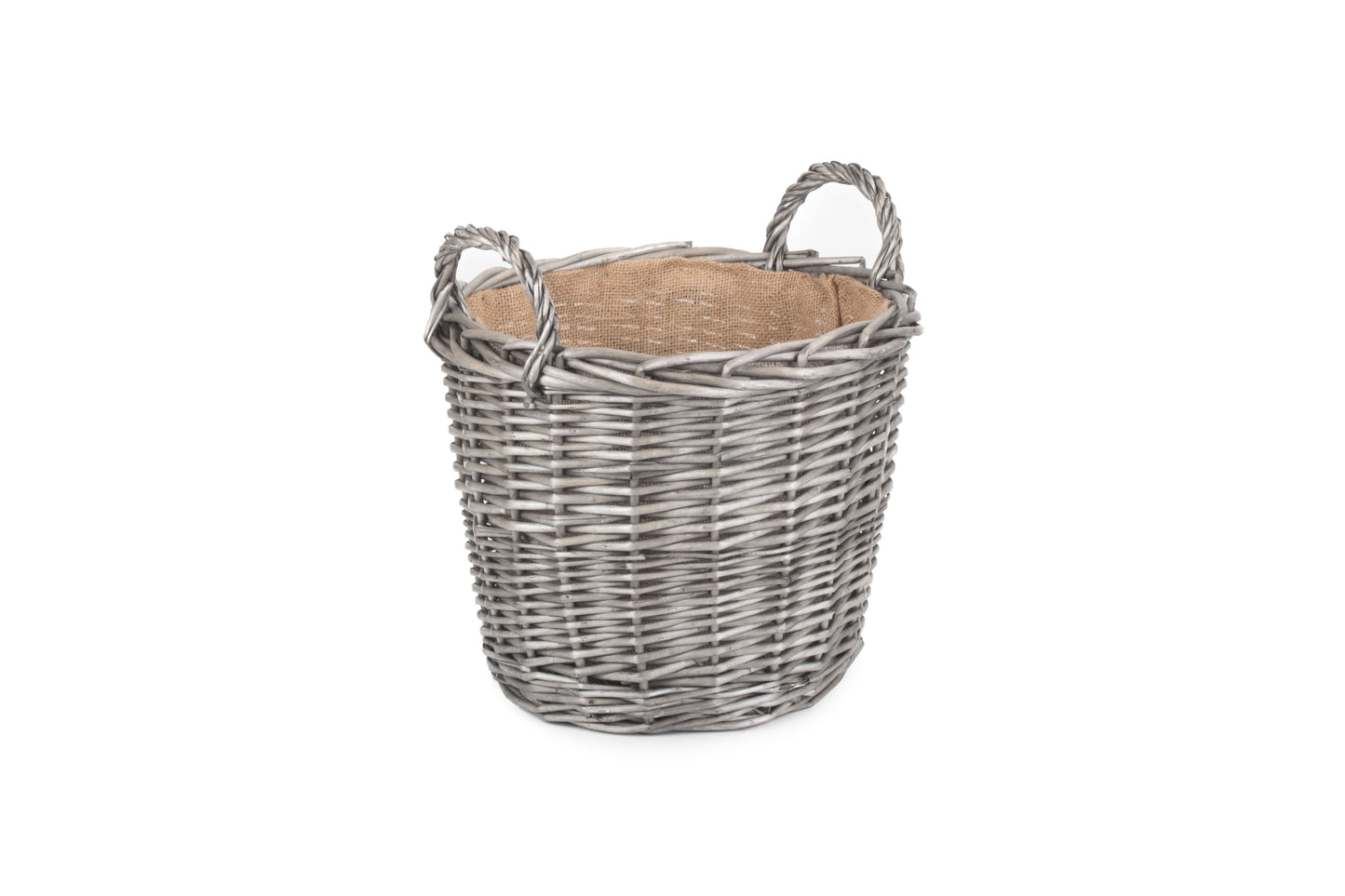 Round Lined Wicker Log Basket Medium