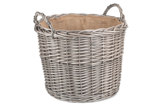 Round Lined Wicker Log Basket Extra Large