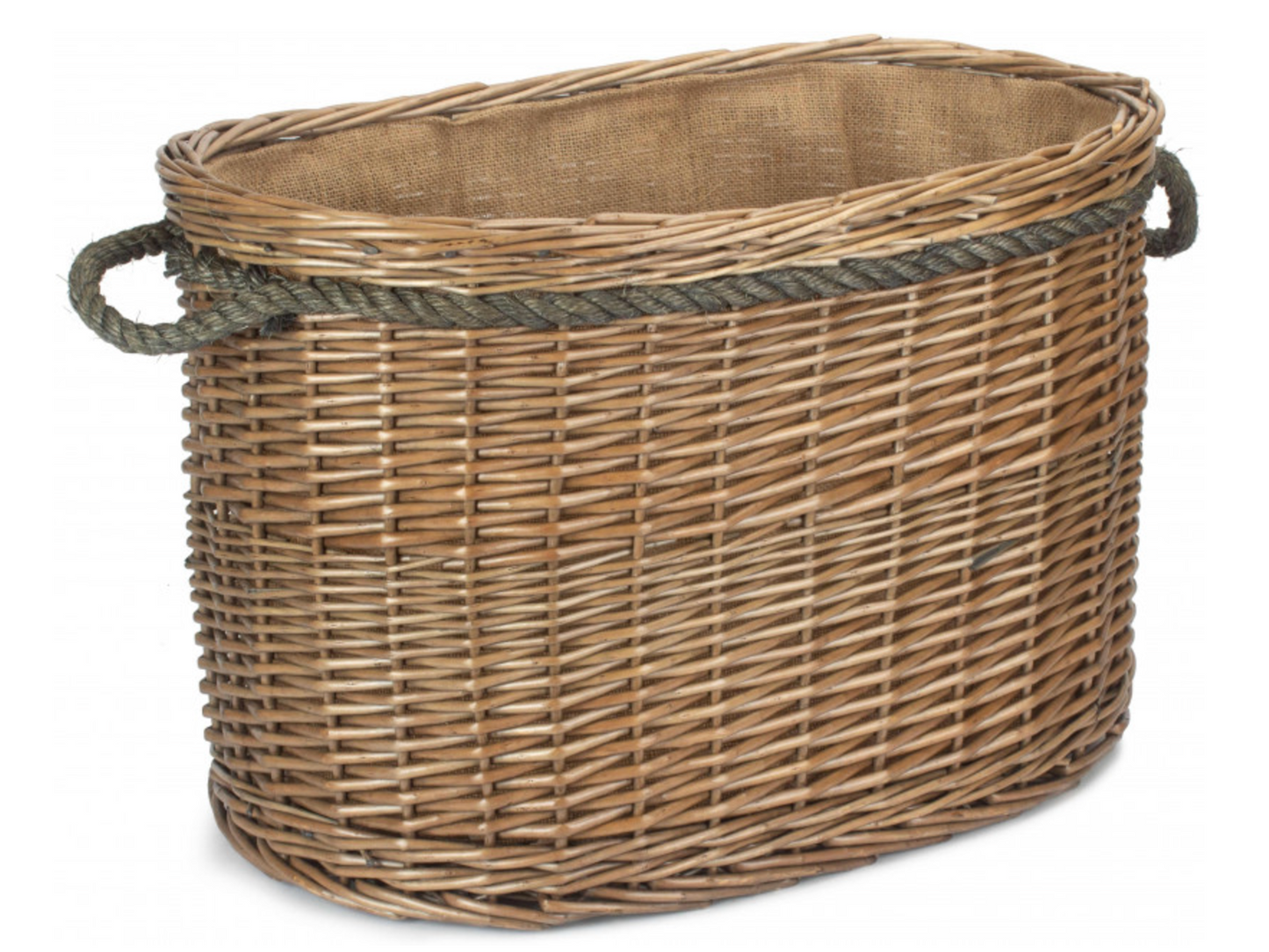 Large Oval Rope Handled Log Basket