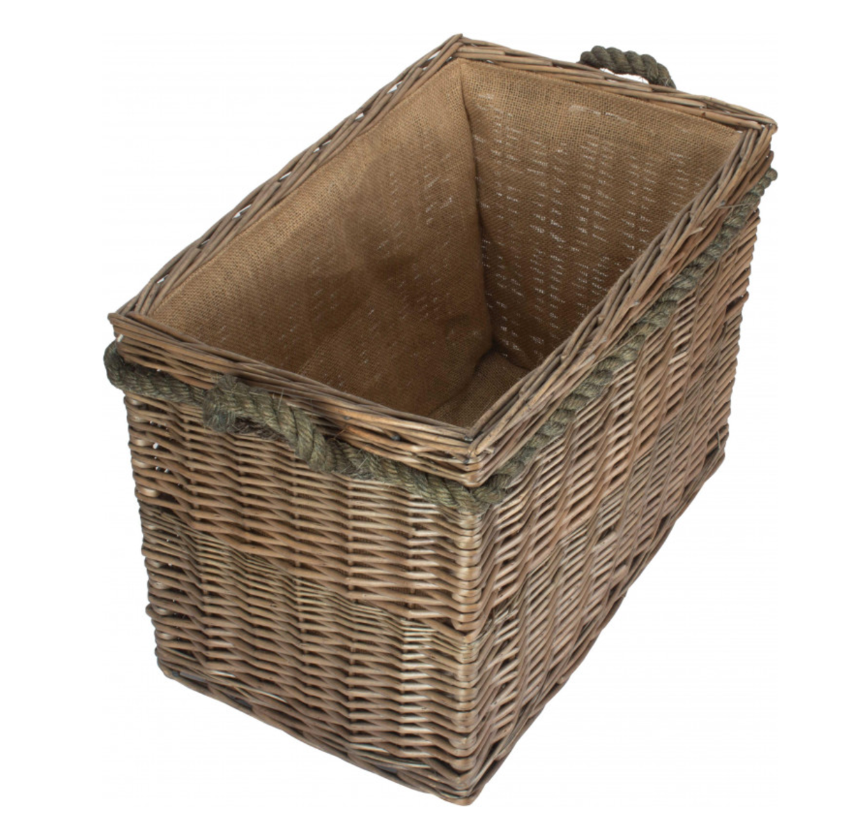 Medium Rectangular Rope Handled Log Basket