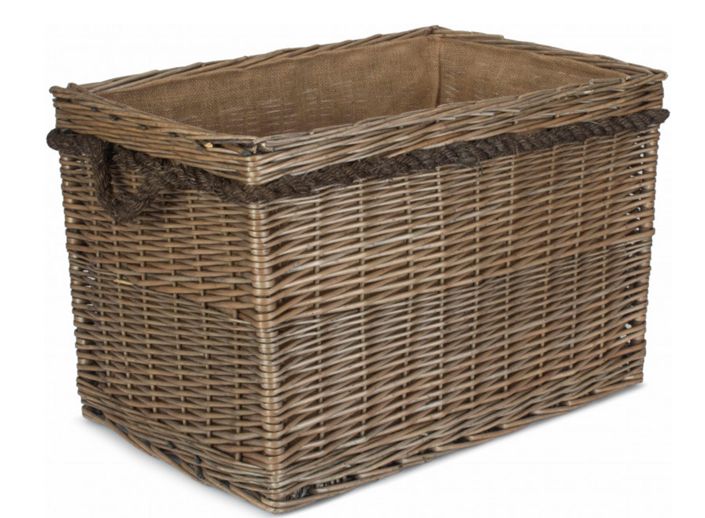 Large Rectangular Rope Handled Log Basket