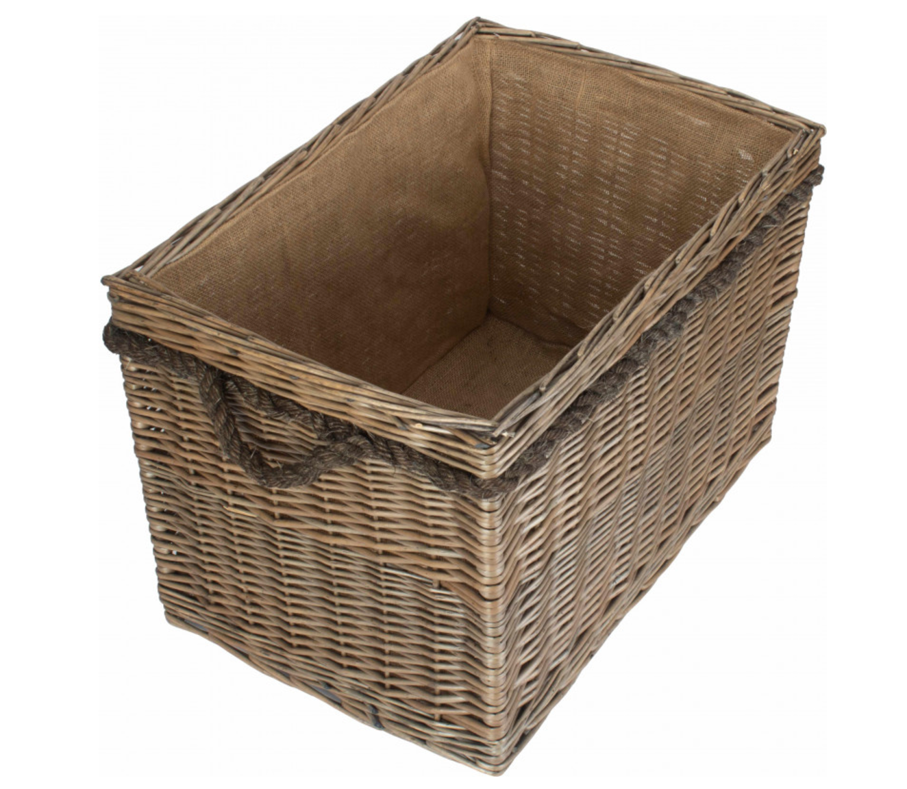 Large Rectangular Rope Handled Log Basket