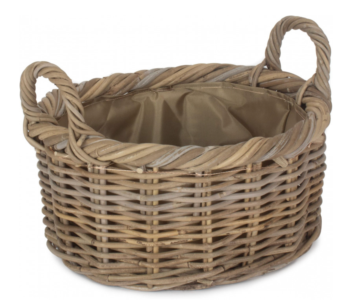 Size 1 Oval Rattan Storage Basket With Cordura Lining