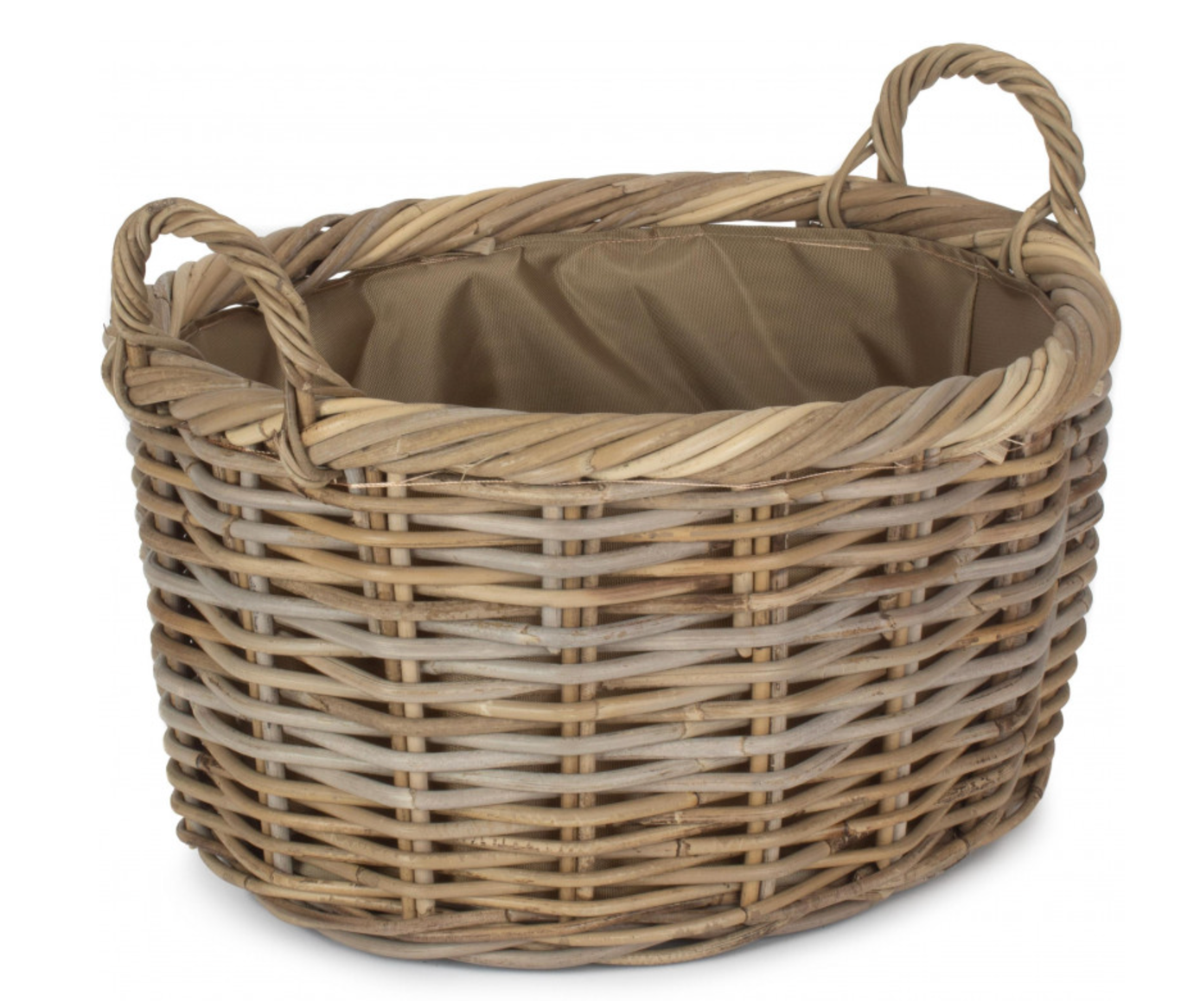 Medium Oval Rattan Storage Basket With Cordura Lining