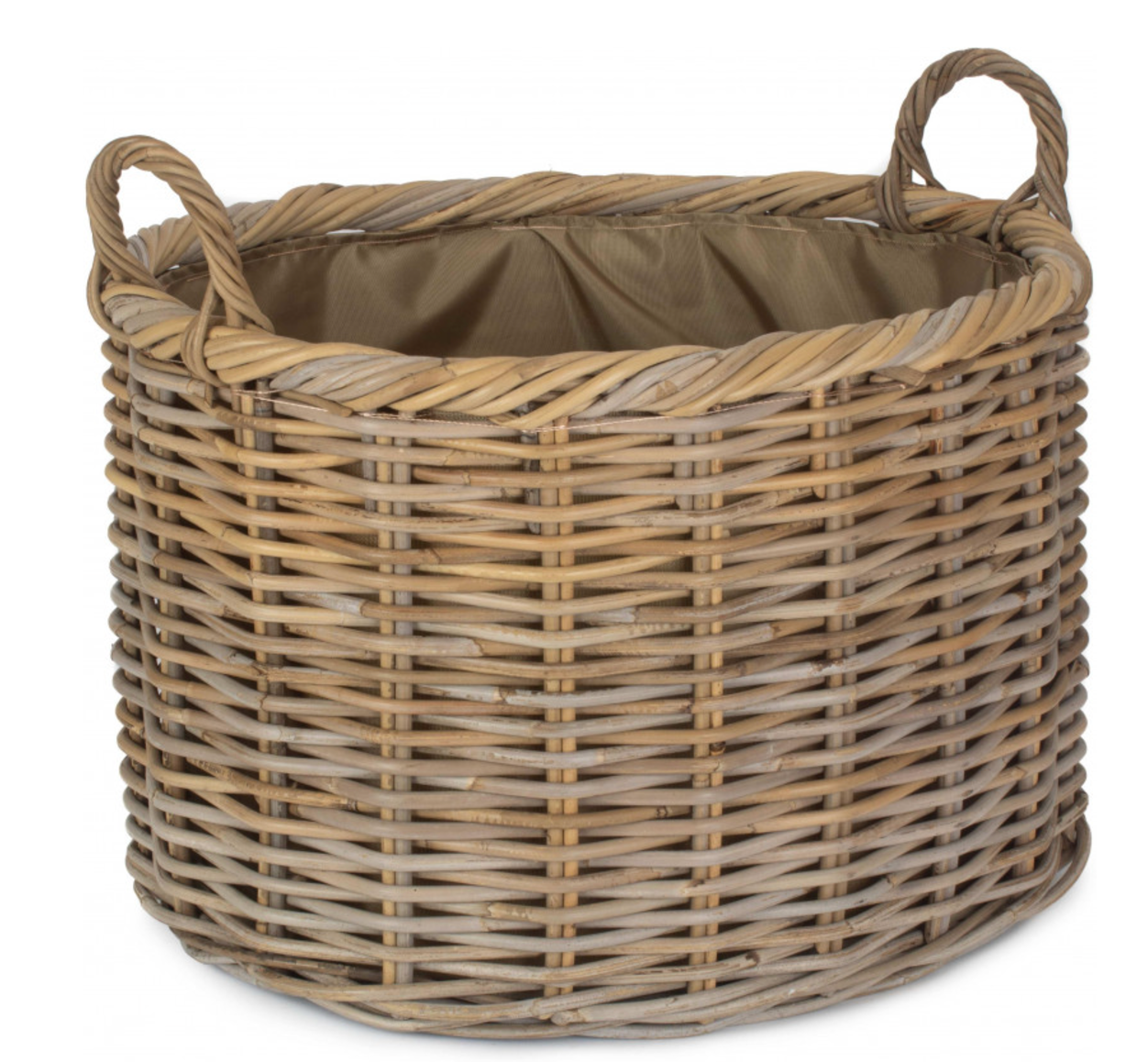 Large Oval Rattan Storage Basket With Cordura Lining