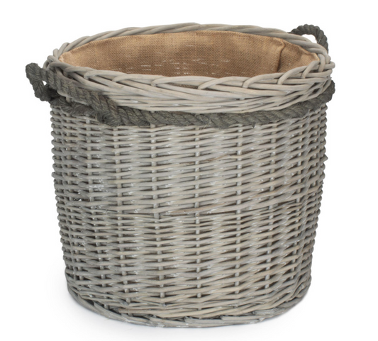 Small Grey Wash Round Storage Basket