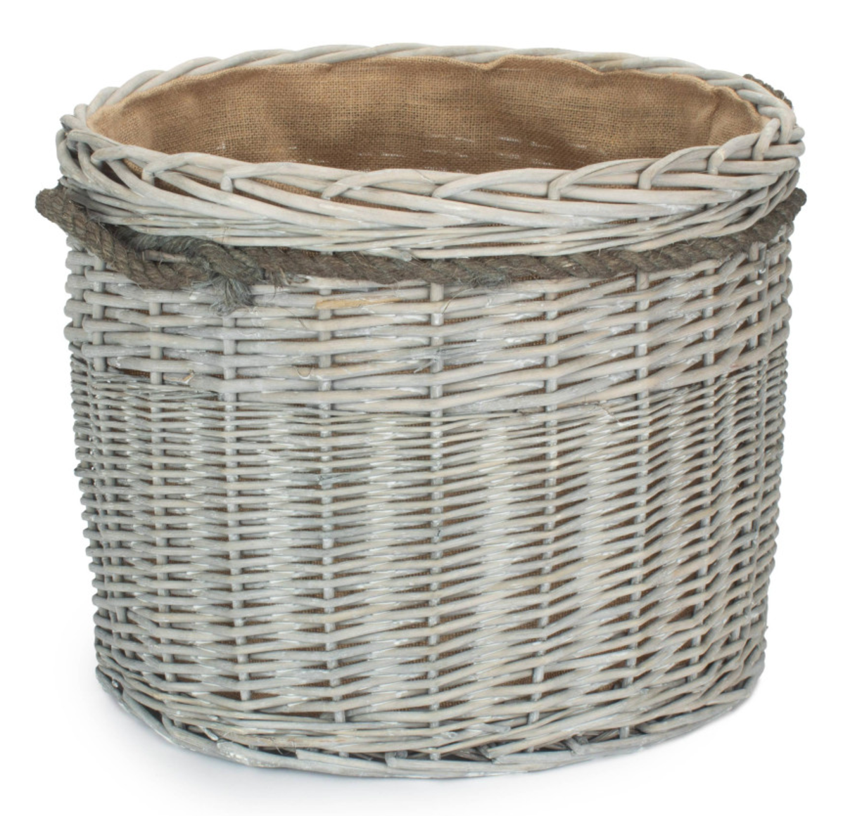 Medium Grey Wash Round Storage Basket