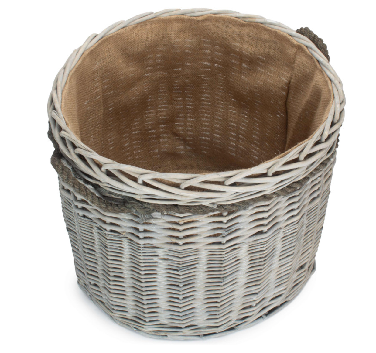 Medium Grey Wash Round Storage Basket