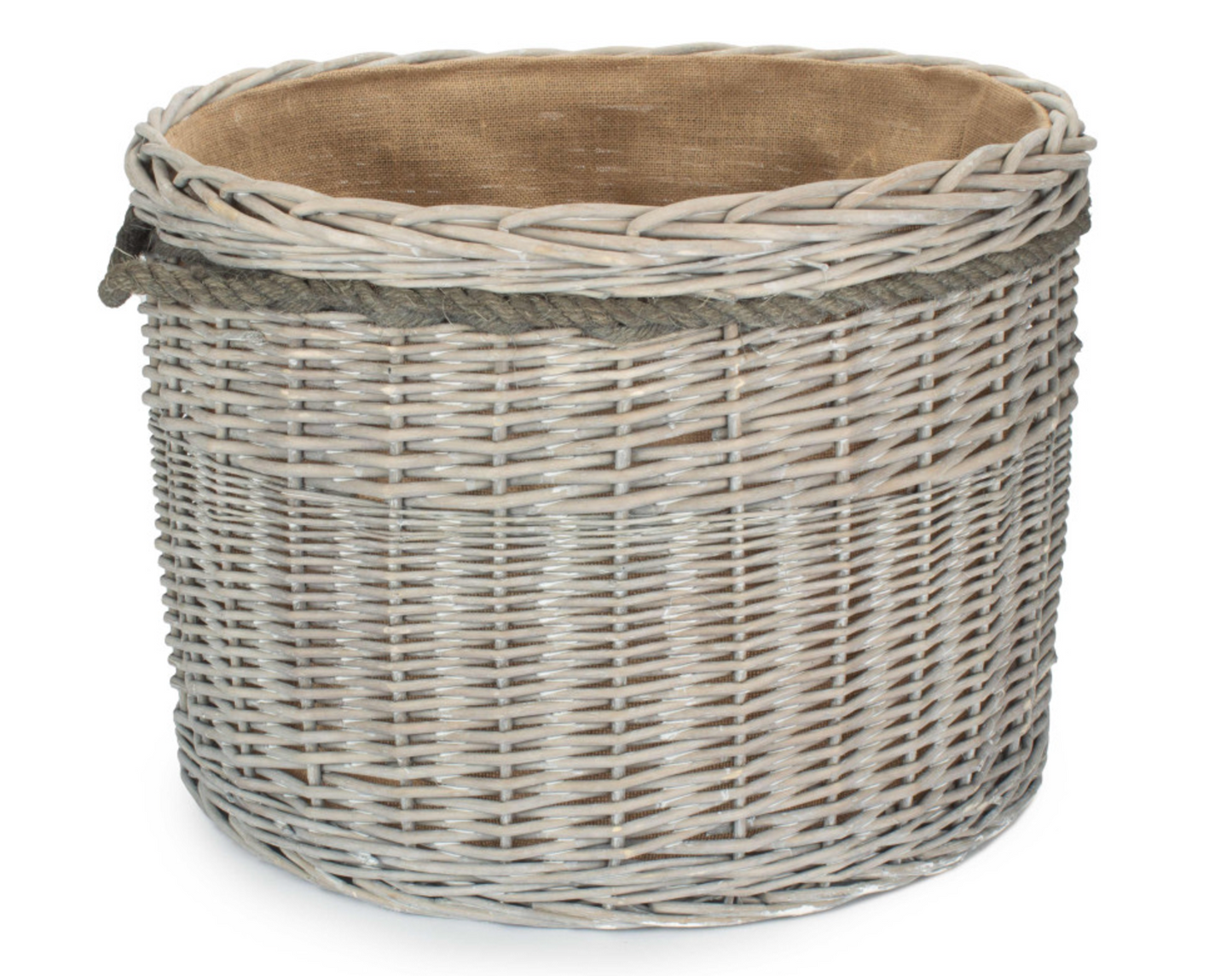 Large Grey Wash Round Storage Basket