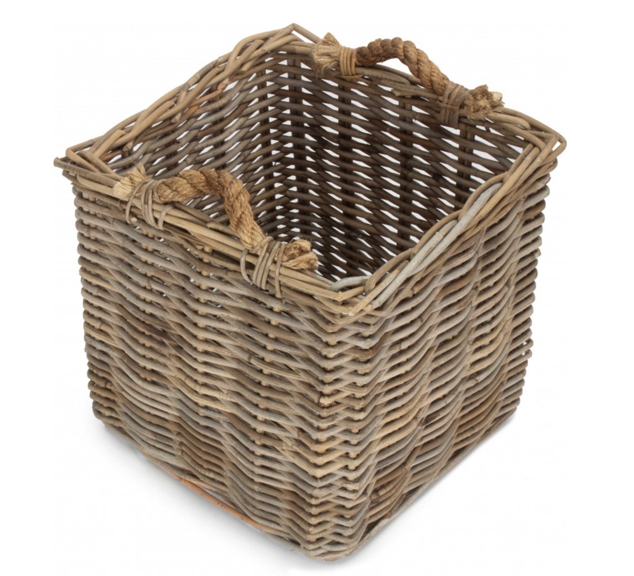 Medium Square Grey Rattan Log Basket