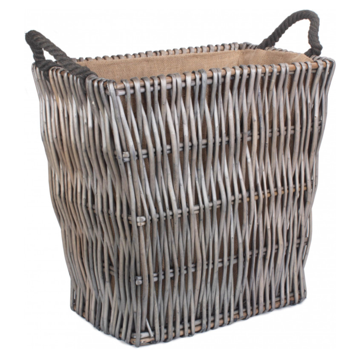 Rectangular Grey Log Basket Large