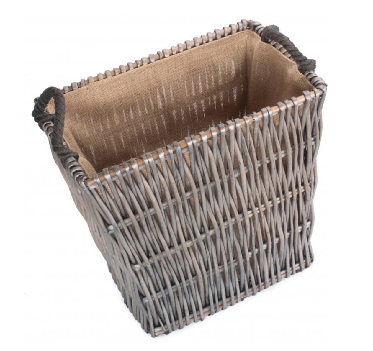 Rectangular Grey Log Basket Large